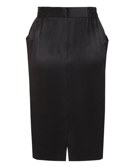 Saint Laurent Black Silk Crepe Skirt