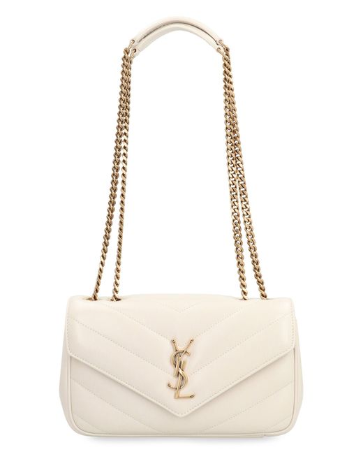 Saint Laurent Natural Loulou Small Leather Crossbody Bag