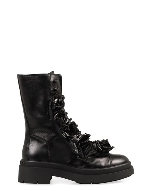 Jimmy Choo Black Nari Leather Lace-up Boots
