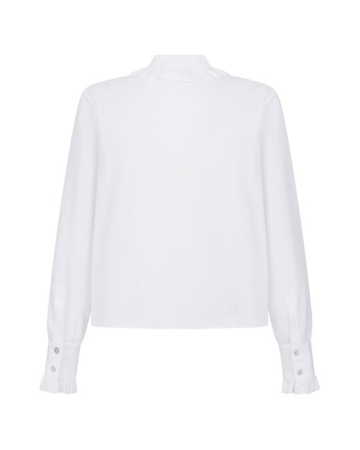 Kristina Ti White Cotton Blouse With Ruffles
