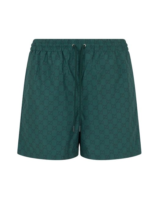 Gucci Green Swimsuit With Monogram Print for men