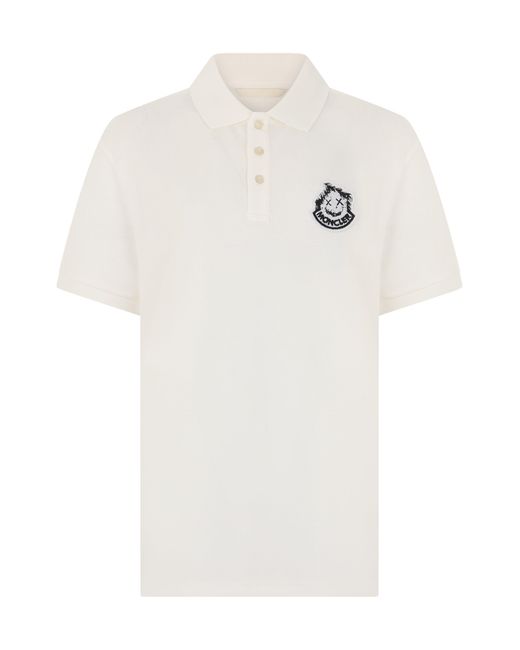Moncler White Short Sleeve Polo for men