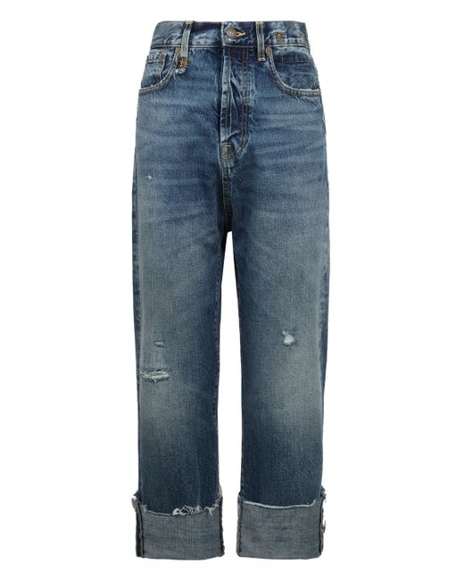 R13 Blue Distressed Tailored Drop Jeans