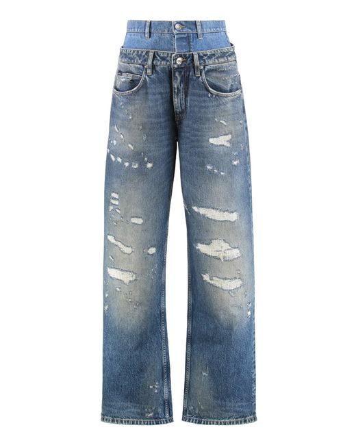 Dolce & Gabbana Blue Dolce & Gabbana Wide-Leg Jeans With 5 Pockets
