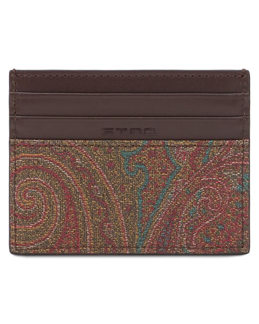 Etro Brown Paisley Card Holder