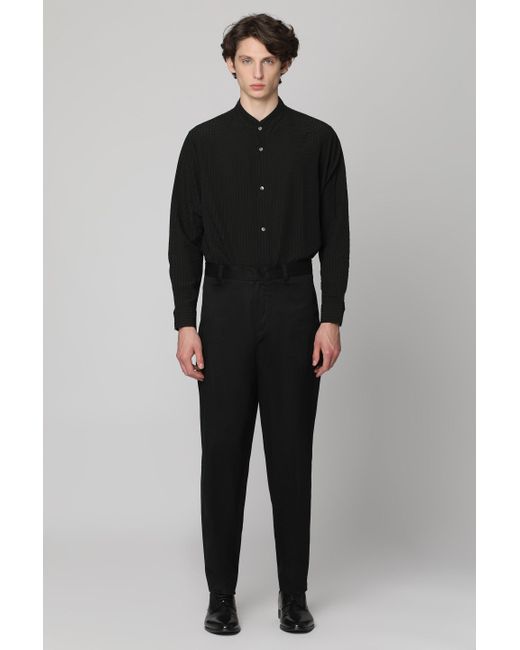 Camicia in tessuto tecnico di Emporio Armani in Black da Uomo