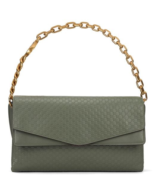 Gucci Green Leather Bag With Gg Embossed Monogram