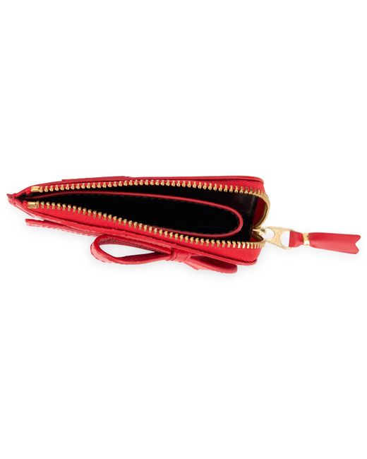 Comme des Garçons Red Leather Wallet With Bow