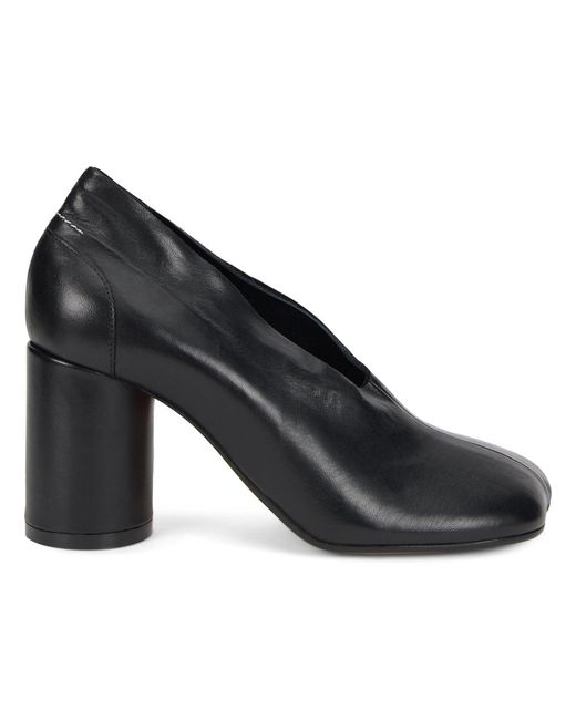 MM6 by Maison Margiela Black Anatomic Court Nappa Leather High-Heel Shoes
