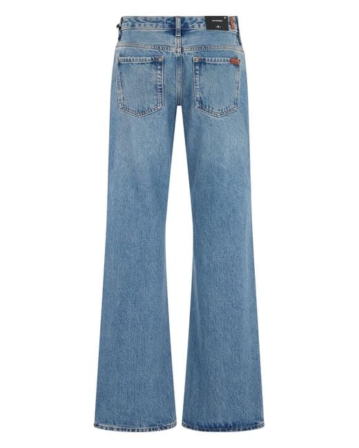 7 For All Mankind Blue Wide-Leg Cotton Jeans