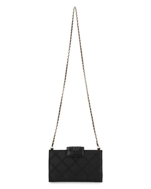 Tory Burch Black Fleming Leather Wallet On Chain