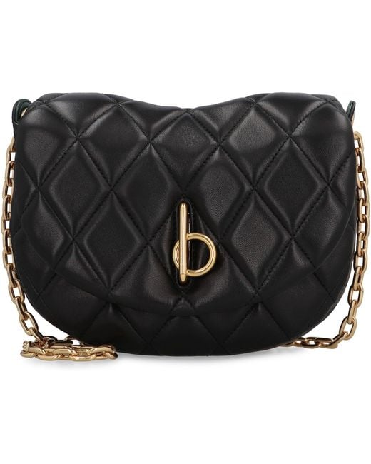 Burberry Black Mini Quilted Leather Handbag With Chain Strap