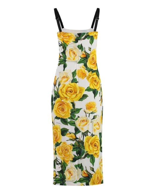 Dolce & Gabbana Yellow Printed Silk Dress
