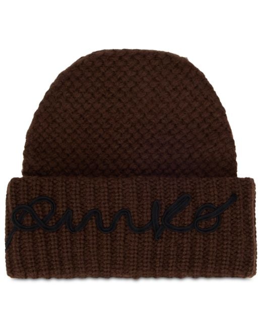 Pinko Brown Beanie With Embroidered Logo