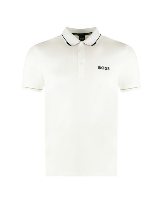 Boss White Technical Fabric Polo Shirt for men
