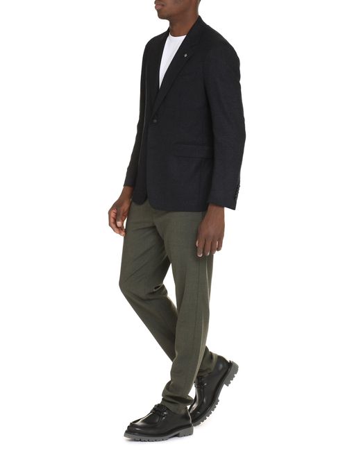 Tagliatore Black Single-Breasted Two-Button Jacket for men