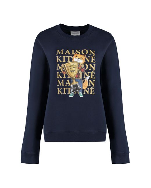 Maison Kitsuné Blue Printed Cotton Sweatshirt