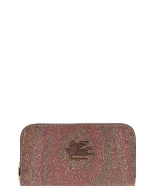 Etro Brown Coated Canvas Wallet