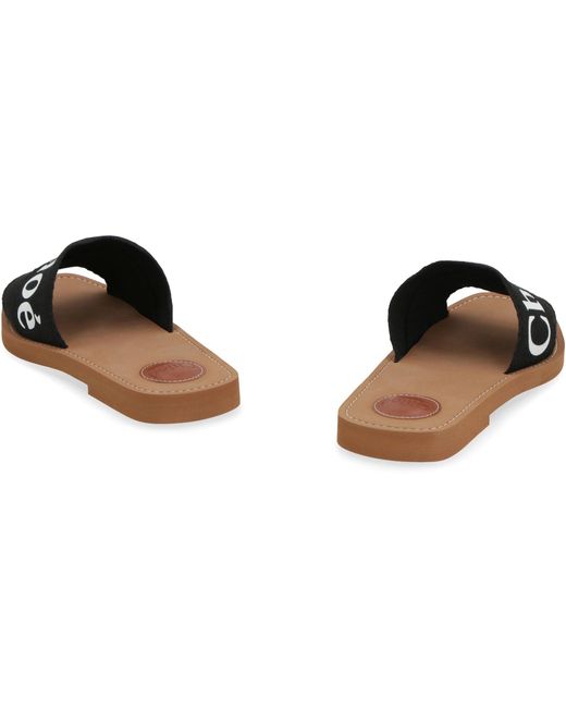 Chloé Black Woody Fabric Mules