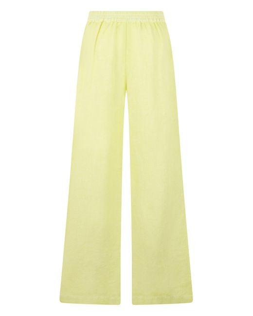 120% Lino Yellow Loose Linen Trousers