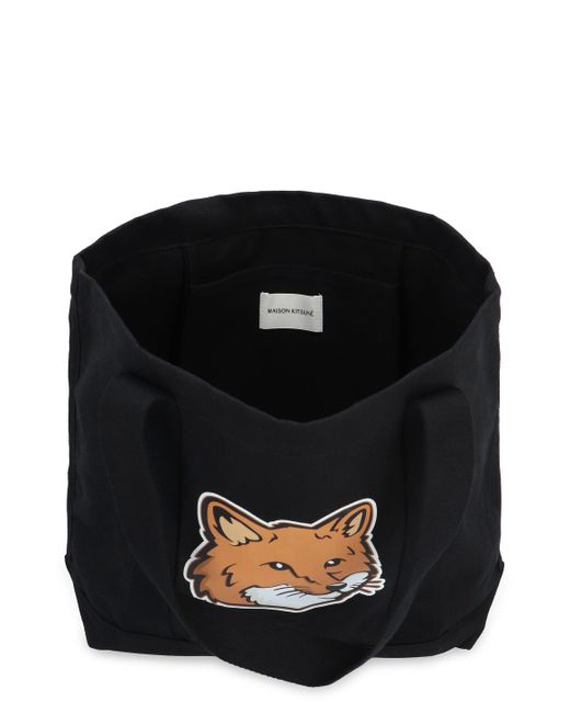 Maison Kitsuné Black Fox Head Canvas Tote Bag for men