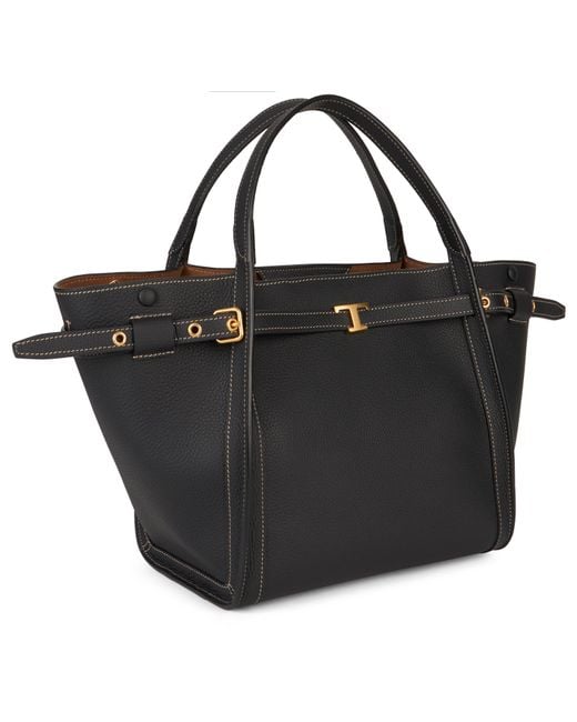 Tod's Black Small Leather Shopping Handbag
