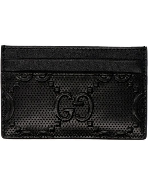 Gucci Black GG Motif Leather Card Holder for men
