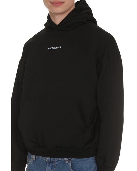 Balenciaga Black Medium Fit Logo Hoodie for men