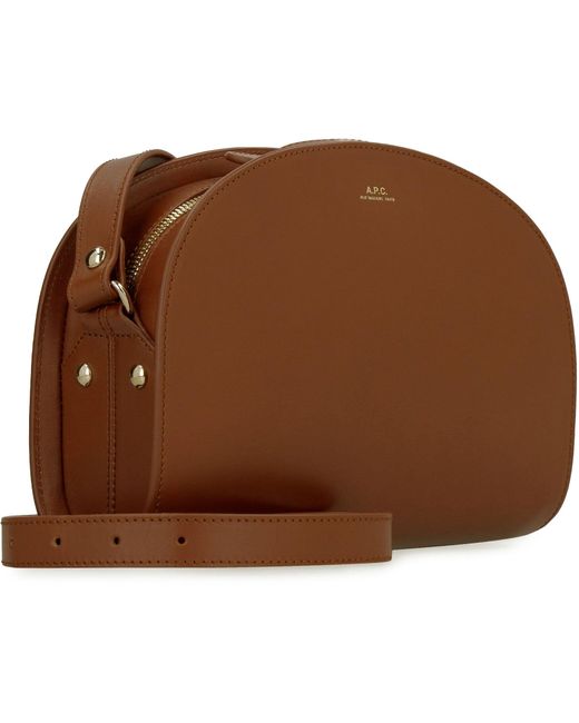 A.P.C. Brown Demi-lune Leather Crossbody Bag