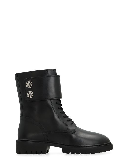 Tory Burch Black Turnlock Ankle Boots In Leather