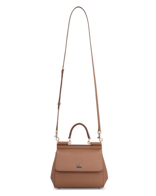 Borsa a mano Sicily media in pelle di Dolce & Gabbana in Brown