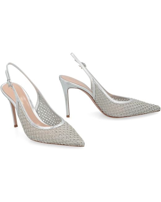 Gianvito Rossi White Metallic Slingbacks Nikki