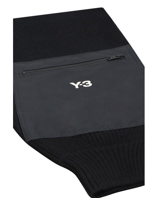 Y-3 Black Knitted Wool Scarf for men
