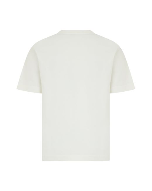 Burberry White Cotton T-Shirt With Embroidery