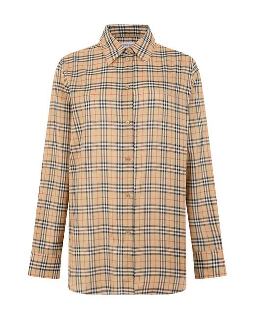 Burberry Natural Long Sleeve Checked Shirt