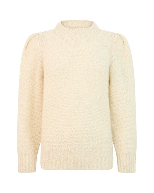Isabel Marant Natural Style Balloon Sleeve Wool Sweater With High Collar