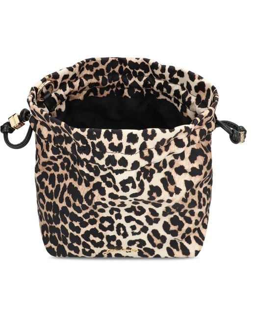 Ganni Black Bucket Bag Bou Printed