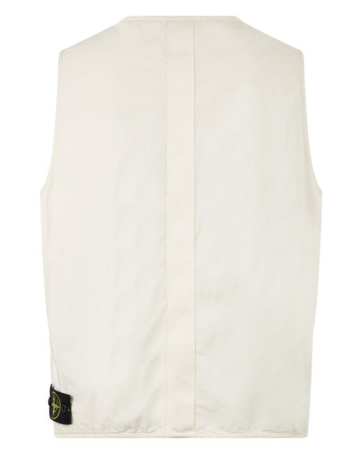 Stone Island Natural Sleeveless Jacket With Zipper for men