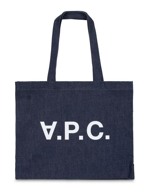Borsa tote con logo di A.P.C. in Blue