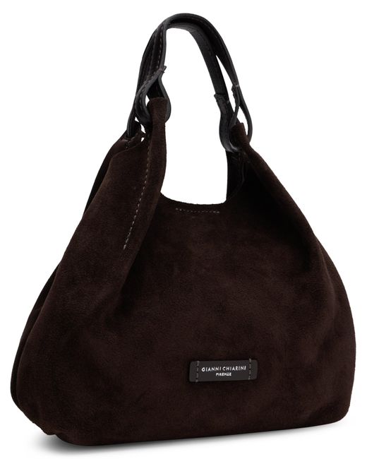 Gianni Chiarini Black Suede Tote Handbag 12 Cm X 27 Cm X 24 Cm
