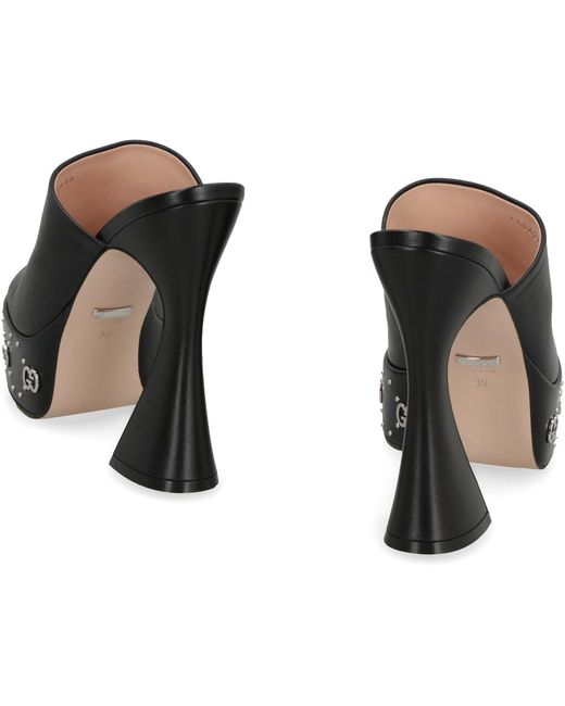 Gucci Black Janaya 95mm Platform Leather Mules