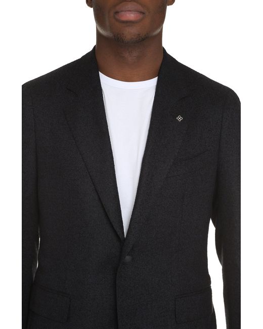 Tagliatore Black Single-Breasted Two-Button Jacket for men