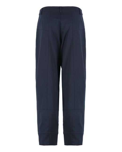 Pinko Blue Pants Made Of Wool Blend