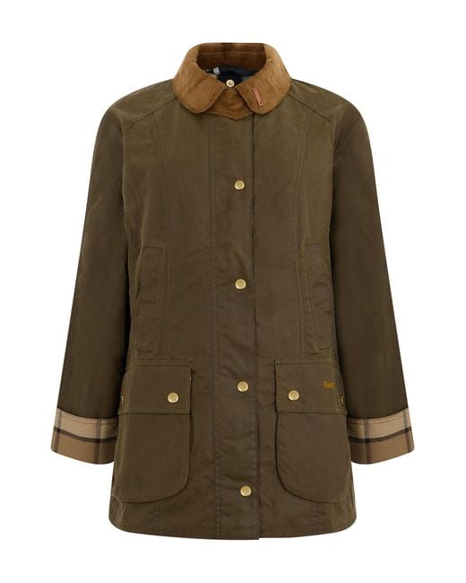Barbour Green Jacket With Contrasting Collar