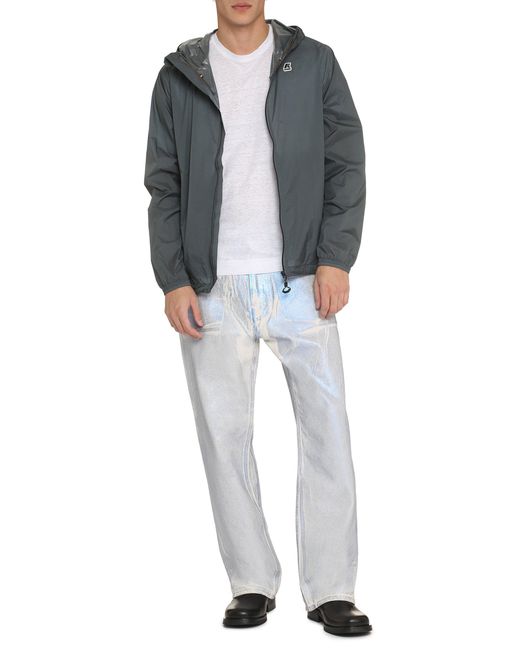 K-Way Gray Cleon Hooded Nylon Jacket for men