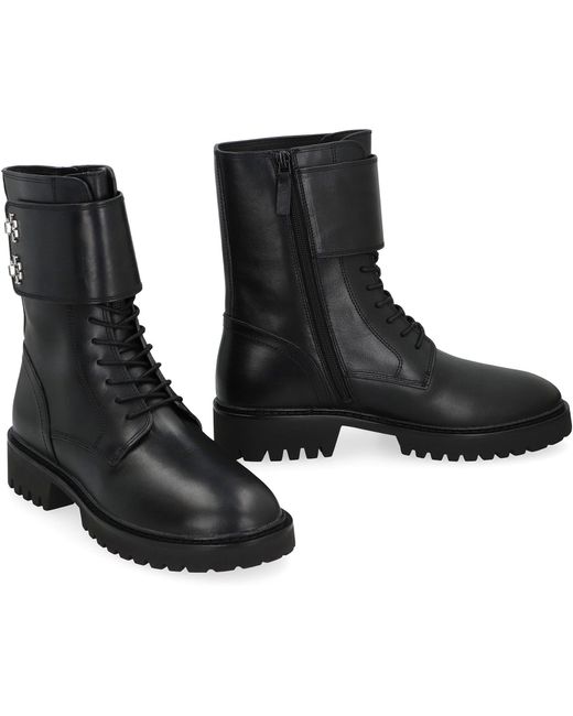 Tory Burch Black Turnlock Ankle Boots In Leather