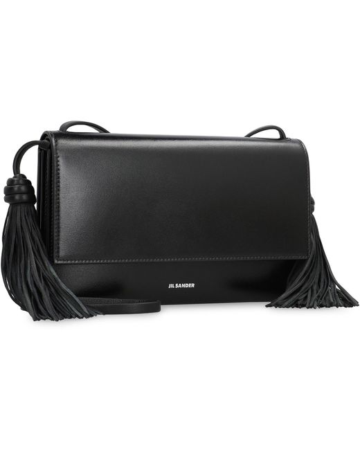 Jil Sander Black Tassel Leather Crossbody Bag