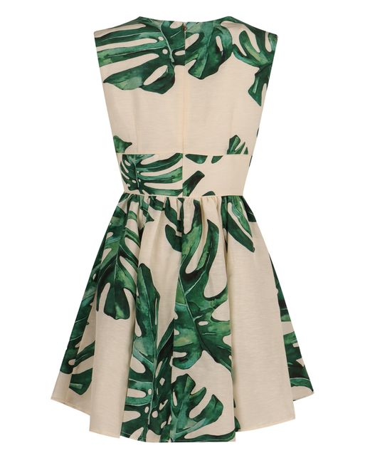 Raquel Diniz Green Linen And Silk Dress