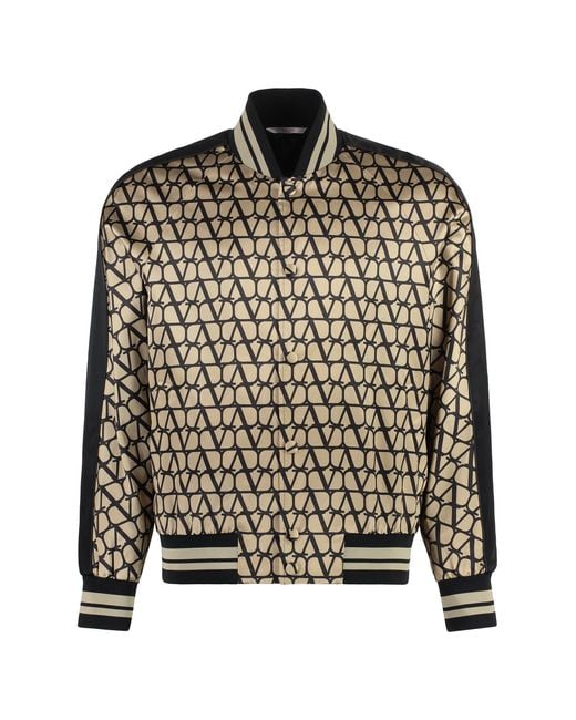 Valentino Garavani Black Printed Bomber Jacket for men