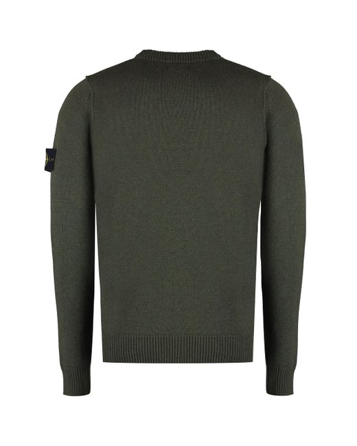 Stone Island Green Crew-Neck Wool Sweater for men